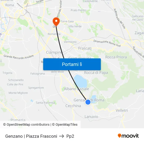 Genzano | Piazza Frasconi to Pp2 map