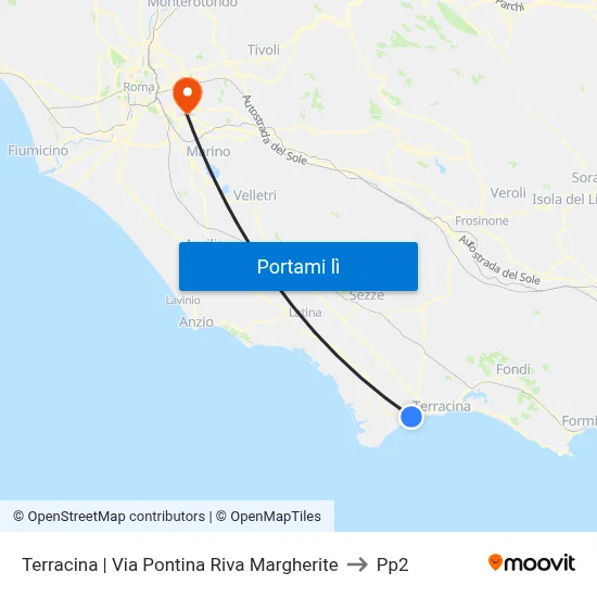 Terracina | Via Pontina Riva Margherite to Pp2 map