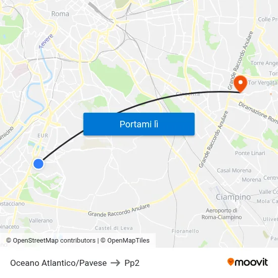Oceano Atlantico/Pavese to Pp2 map