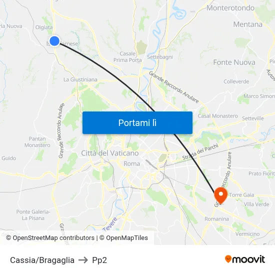 Cassia/Bragaglia to Pp2 map