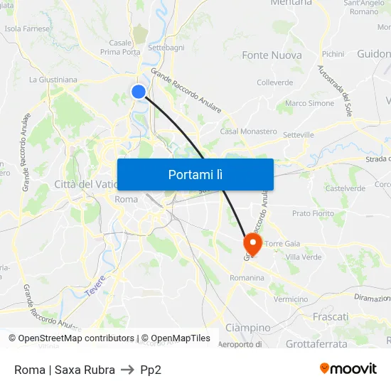 Roma | Saxa Rubra to Pp2 map