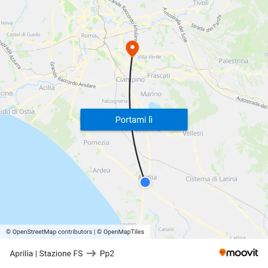 Aprilia | Stazione FS to Pp2 map
