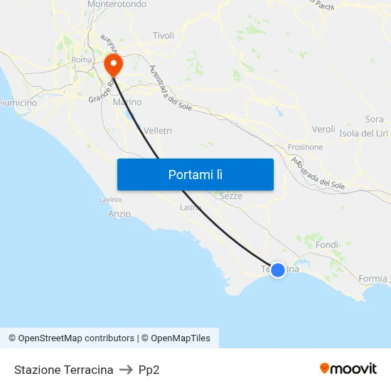 Stazione Terracina to Pp2 map
