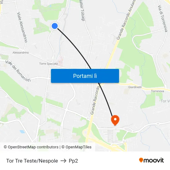 Tor Tre Teste/Nespole to Pp2 map