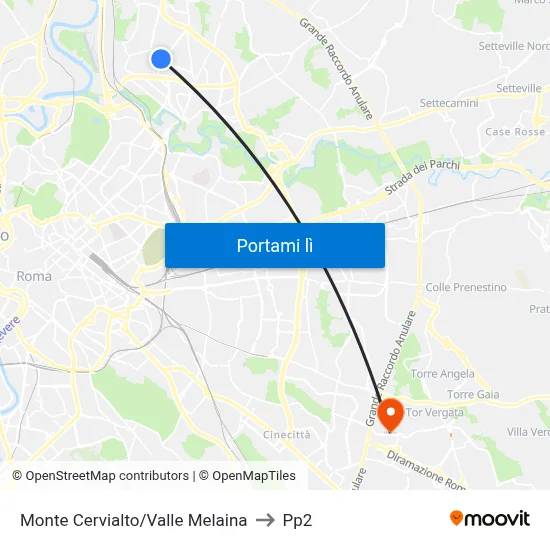 Monte Cervialto/Valle Melaina to Pp2 map