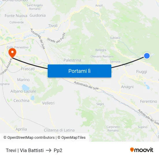 Trevi | Via Battisti to Pp2 map