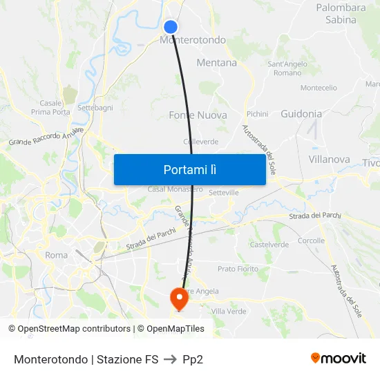 Monterotondo | Stazione FS to Pp2 map