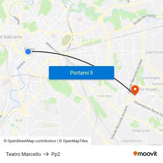 Teatro Marcello to Pp2 map