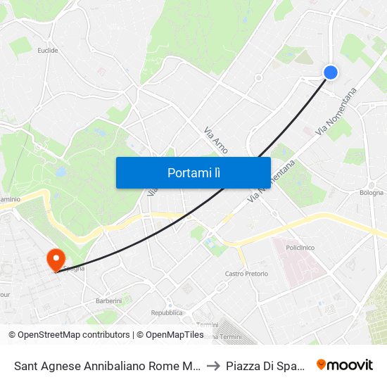 Sant Agnese Annibaliano Rome Metro to Piazza Di Spagna map