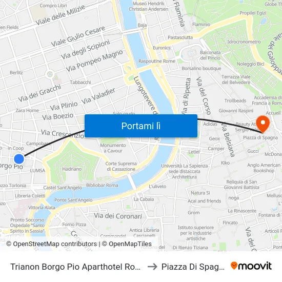 Trianon Borgo Pio Aparthotel Rome to Piazza Di Spagna map