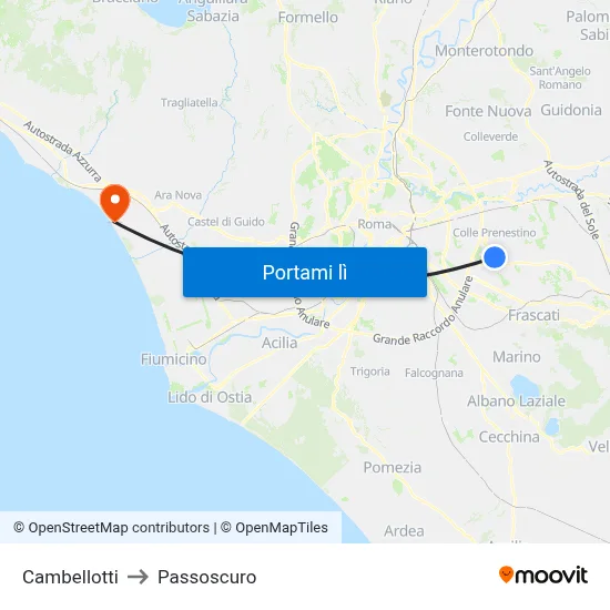 Cambellotti to Passoscuro map