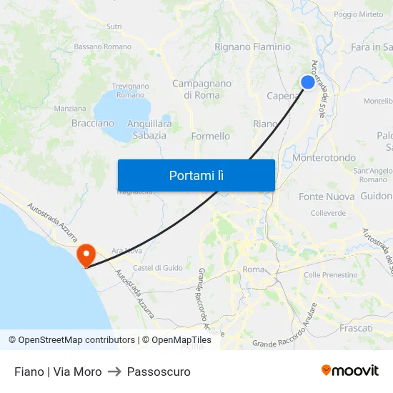 Fiano | Via Moro to Passoscuro map