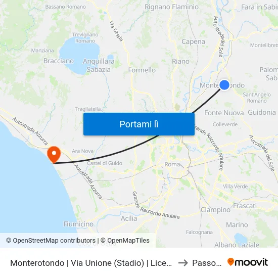 Monterotondo | Via Unione (Stadio) | Liceo Scientifico G.Peano to Passoscuro map