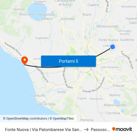 Fonte Nuova | Via Palombarese Via Santa Lucia to Passoscuro map