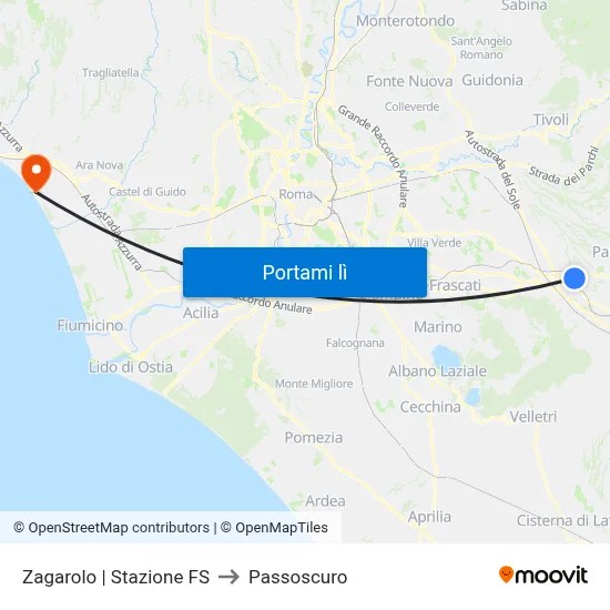 Zagarolo | Stazione FS to Passoscuro map