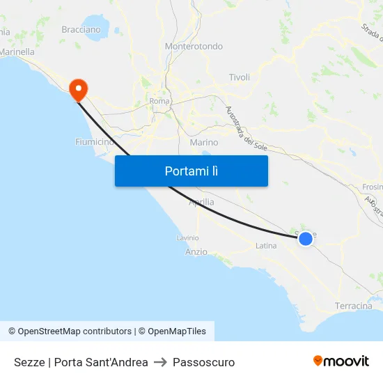 Sezze | Porta Sant'Andrea to Passoscuro map