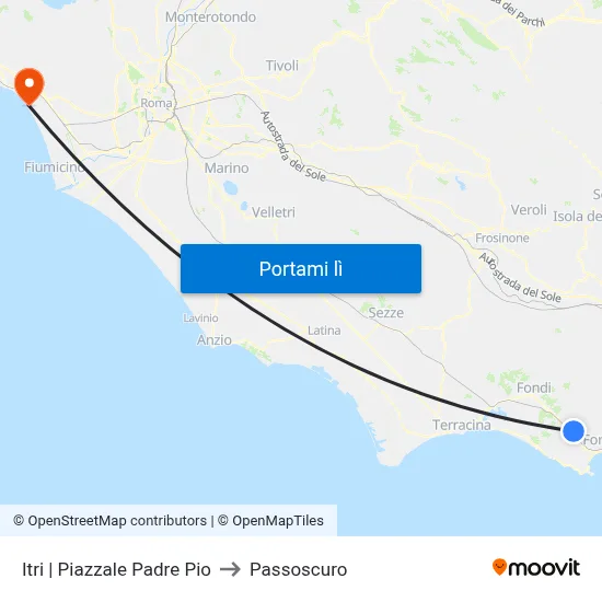 Itri | Piazzale Padre Pio to Passoscuro map