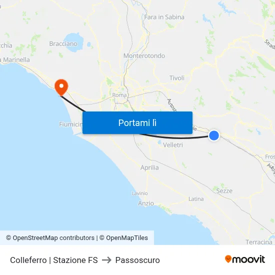 Colleferro | Stazione FS to Passoscuro map