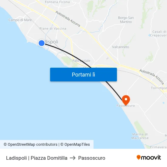 Ladispoli | Piazza Domitilla to Passoscuro map