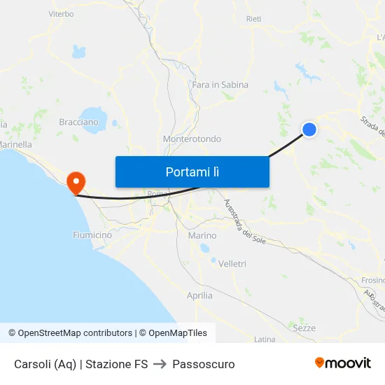 Carsoli (Aq) | Stazione FS to Passoscuro map