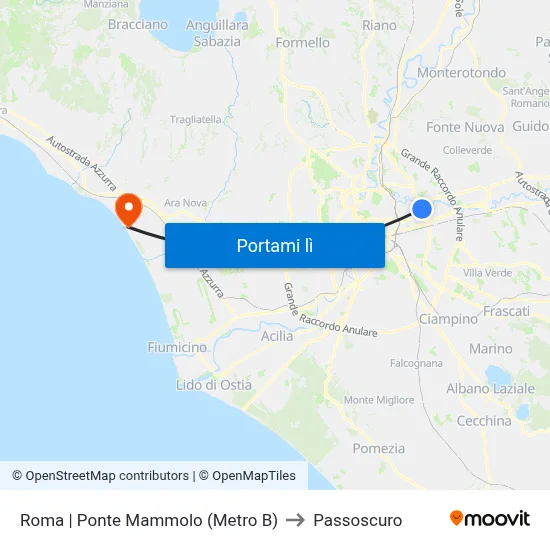 Roma | Ponte Mammolo (Metro B) to Passoscuro map