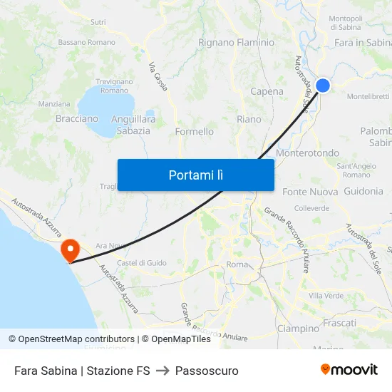 Fara Sabina | Stazione FS to Passoscuro map