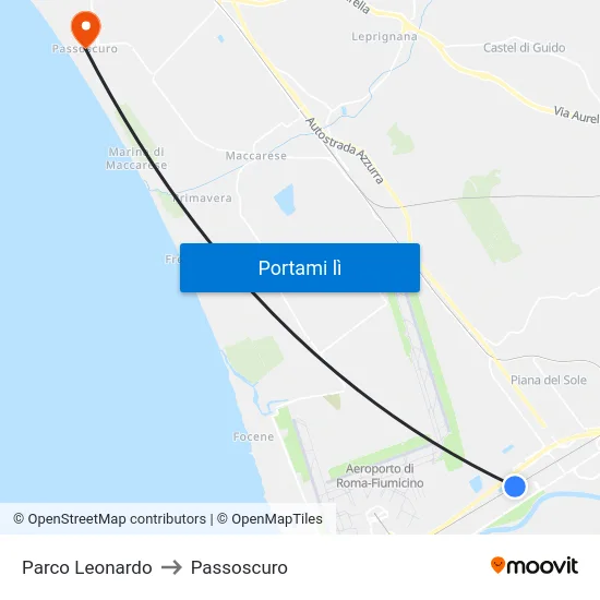 Parco Leonardo to Passoscuro map