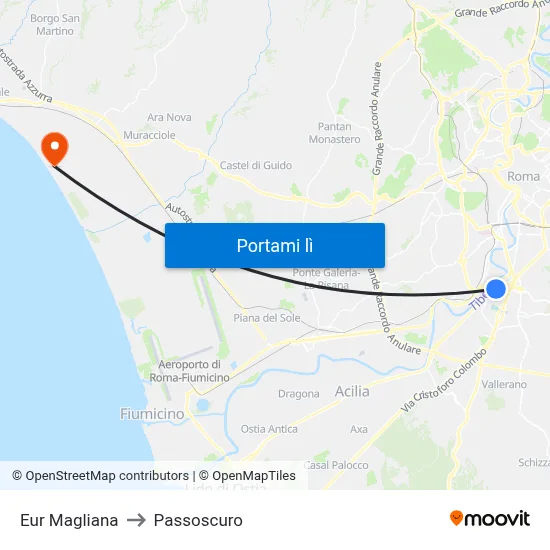 Eur Magliana to Passoscuro map