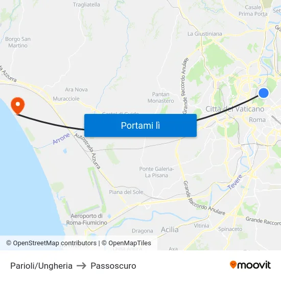 Parioli/Ungheria to Passoscuro map