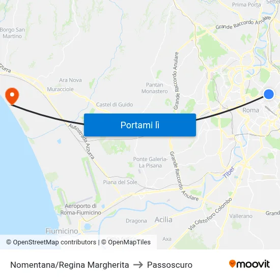 Nomentana/Regina Margherita to Passoscuro map