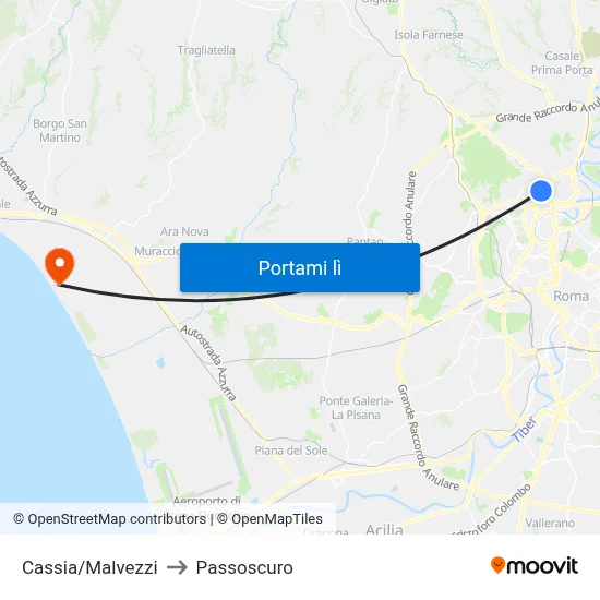Cassia/Malvezzi to Passoscuro map