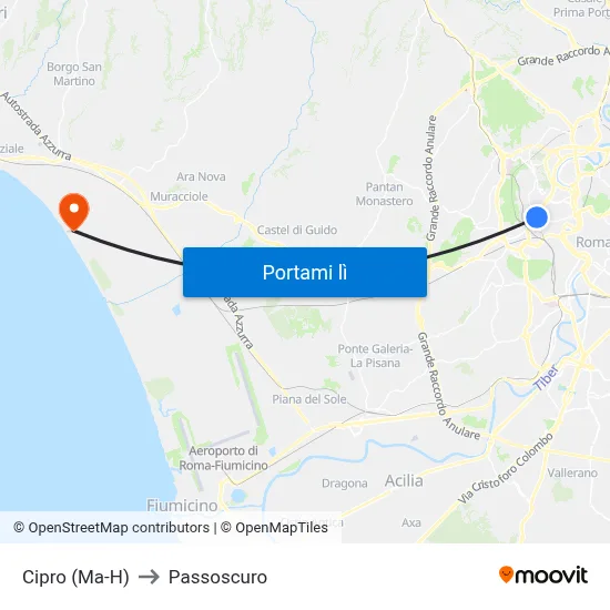 Cipro (Ma-H) to Passoscuro map