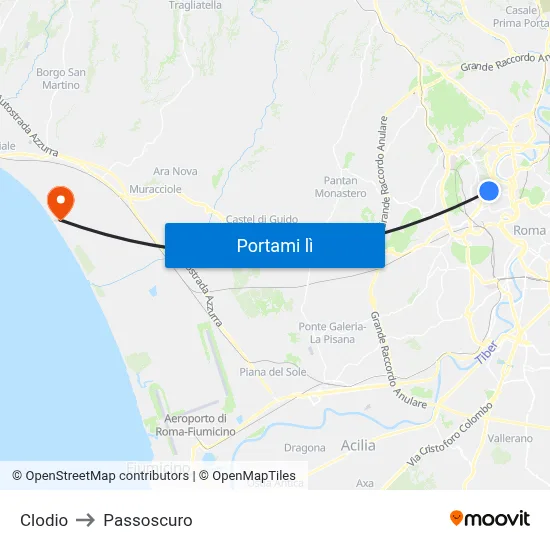 Clodio to Passoscuro map