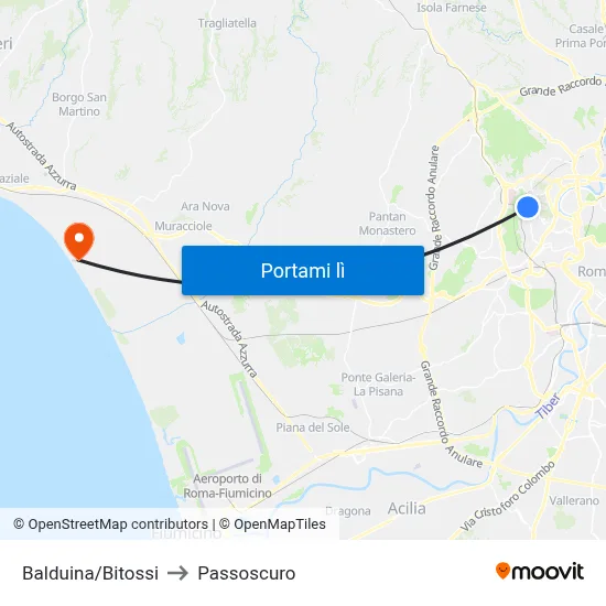 Balduina/Bitossi to Passoscuro map