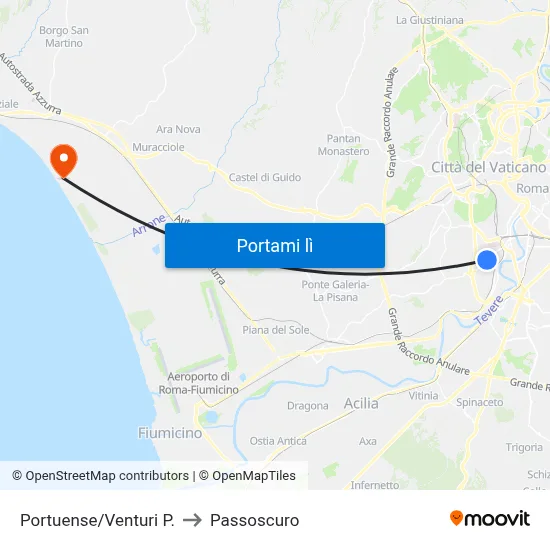 Portuense/Venturi P. to Passoscuro map