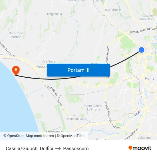 Cassia/Giuochi Delfici to Passoscuro map