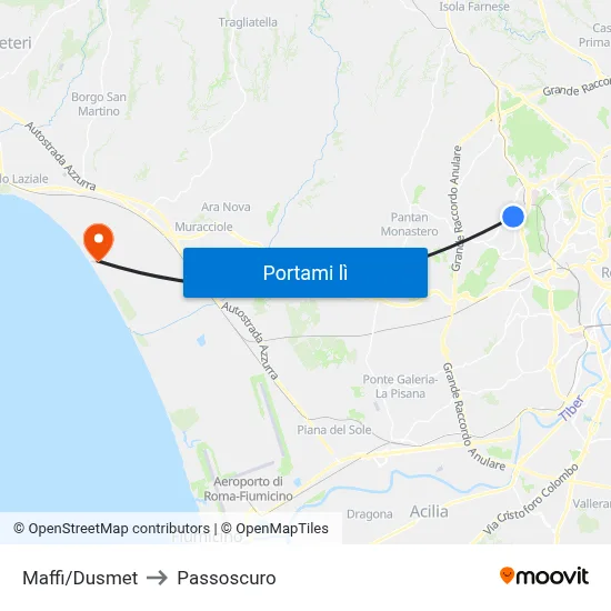 Maffi/Dusmet to Passoscuro map