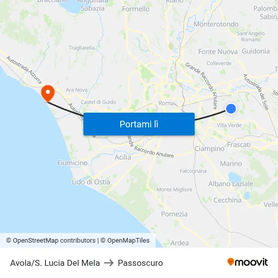 Avola/S. Lucia Del Mela to Passoscuro map