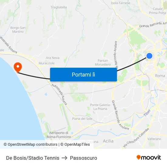 De Bosis/Stadio Tennis to Passoscuro map