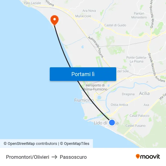 Promontori/Olivieri to Passoscuro map