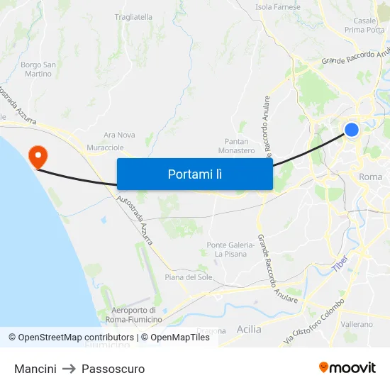 Mancini to Passoscuro map