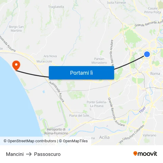Mancini to Passoscuro map
