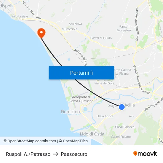 Ruspoli A./Patrasso to Passoscuro map
