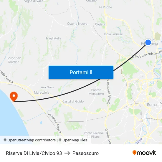 Riserva Di Livia/Civico 93 to Passoscuro map