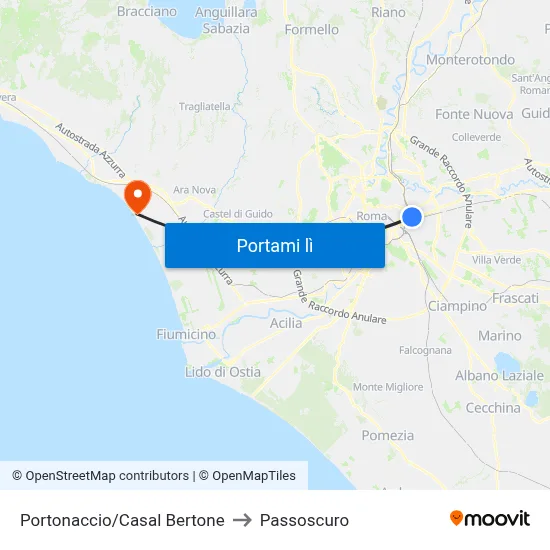 Portonaccio/Casal Bertone to Passoscuro map