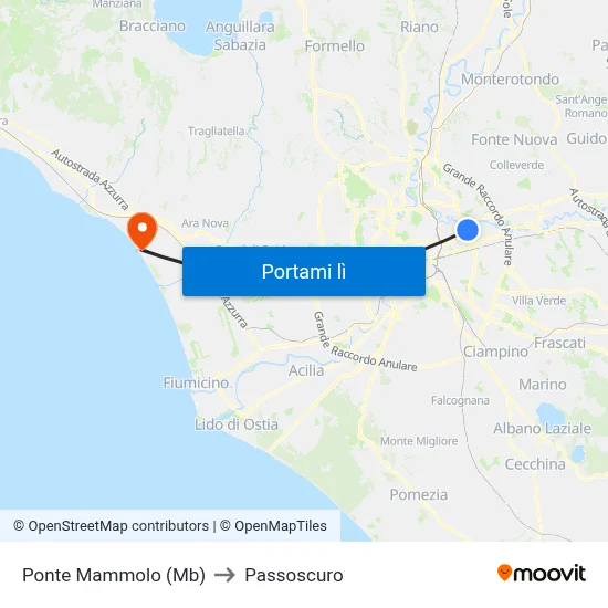 Ponte Mammolo (Mb) to Passoscuro map