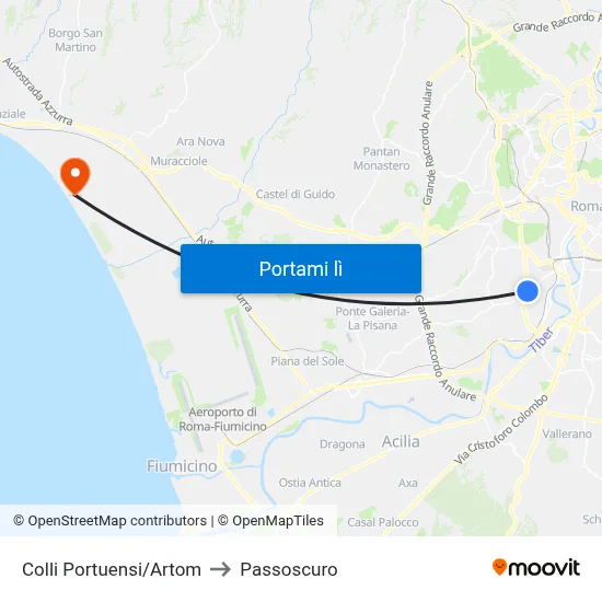 Colli Portuensi/Artom to Passoscuro map