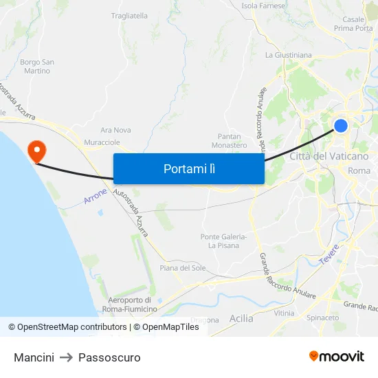 Mancini to Passoscuro map