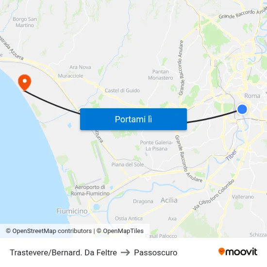 Trastevere/Bernard. Da Feltre to Passoscuro map