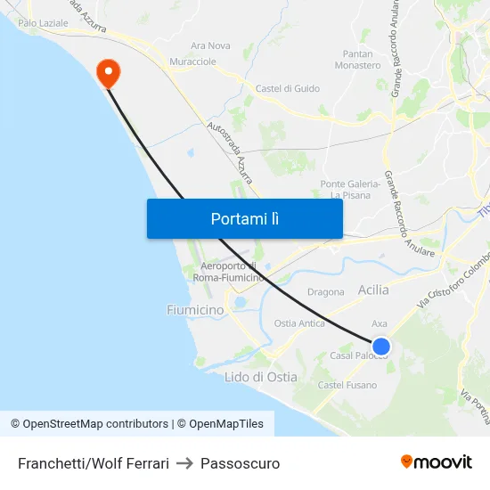 Franchetti/Wolf Ferrari to Passoscuro map